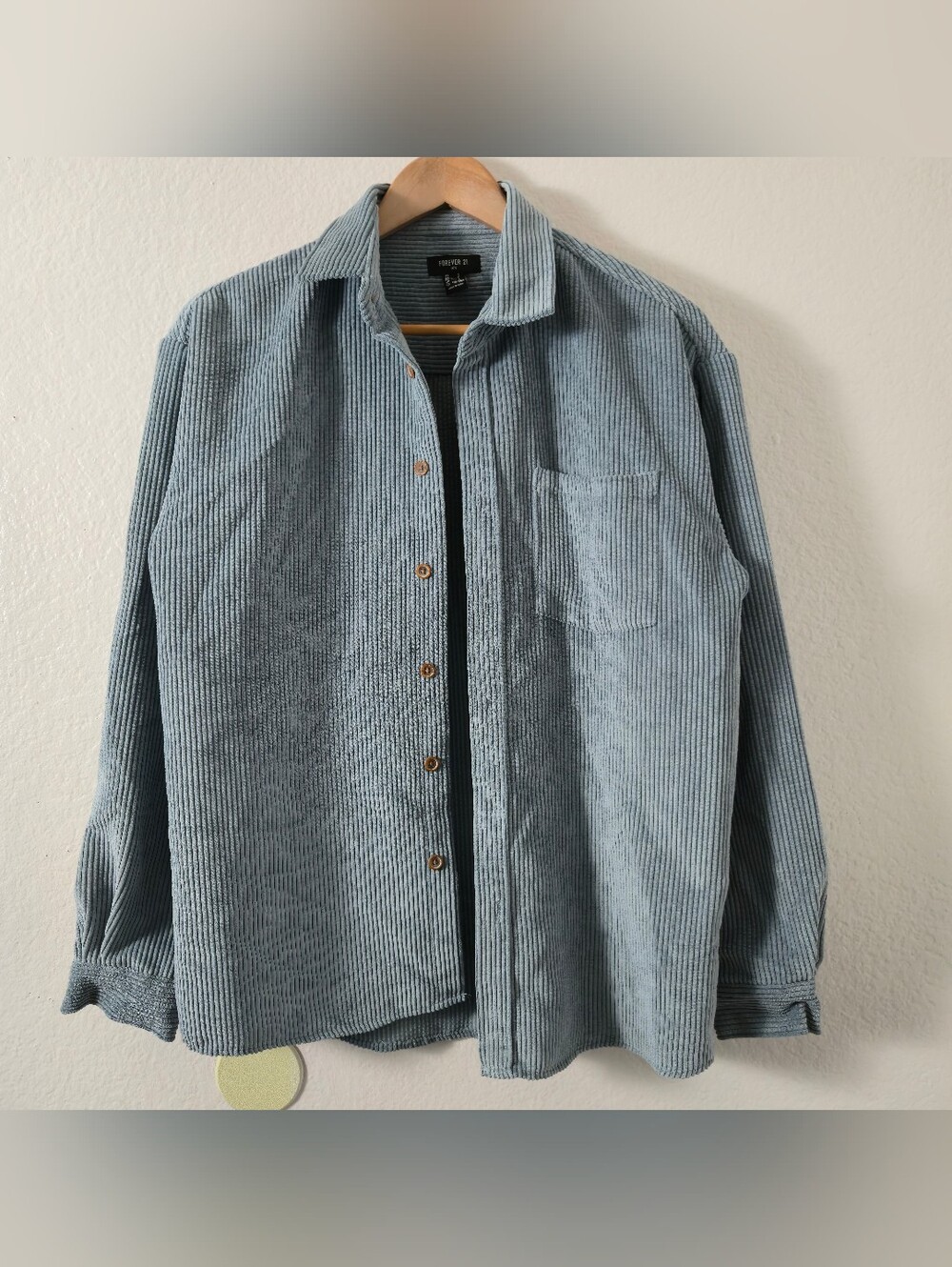 Forever 21 Blue Button Down Collared Corduroy Shirt